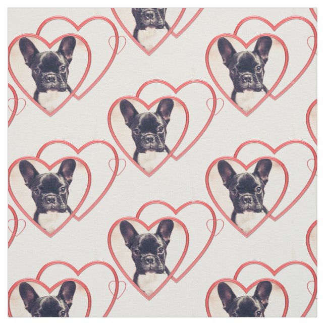 Valentines French Bulldog puppy pattern Fabric (Swatch)