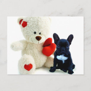 Valentine's French Bulldog puppy postcard