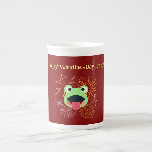 Valentines Frog and Fireworks Design Bone China Mug
