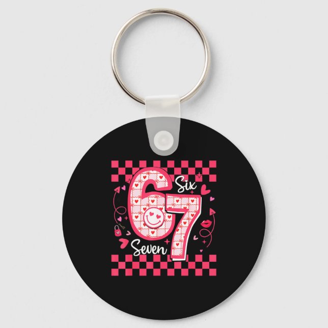 Valentines Funny 67 Six Seven Meme 6 7 Women Girls Keychain (Front)