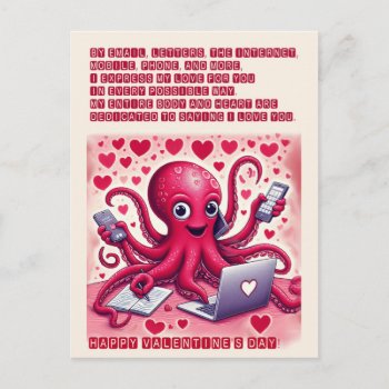 Valentines. Funny Octopus In Love Postcard by CustomizePersonalize at Zazzle
