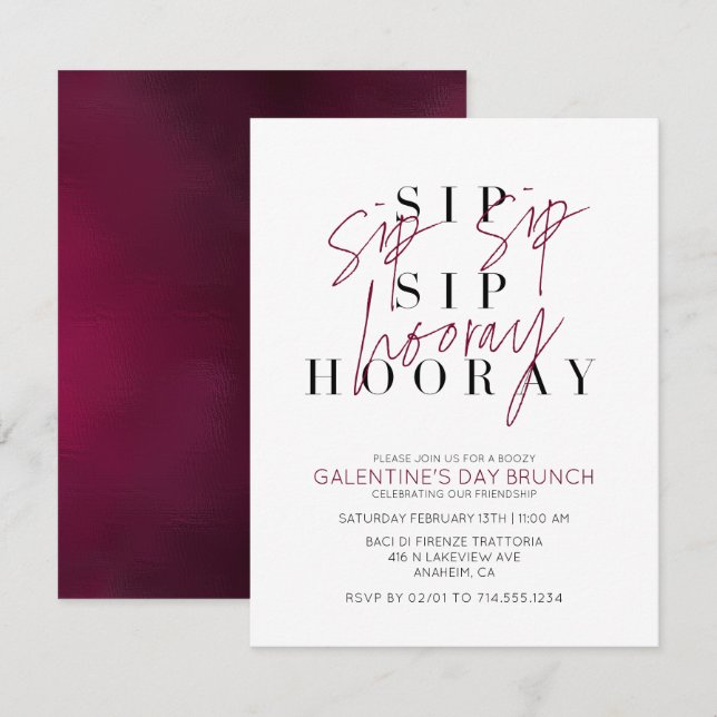 Valentine's Galentine's Day Wine Tasting  Invitation (Front/Back)