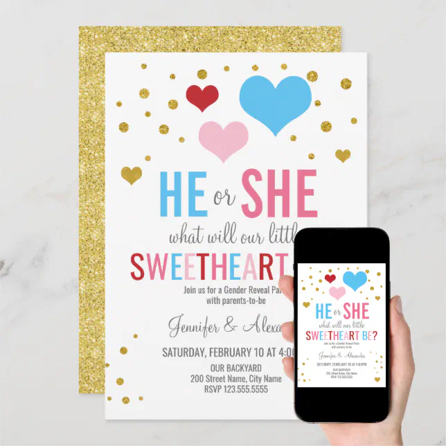 Valentine's Gender Reveal Party Invitation Zazzle