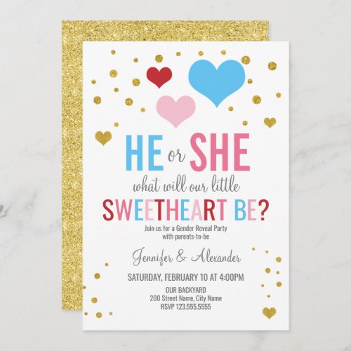 Valentines Gender Reveal Party Invitation