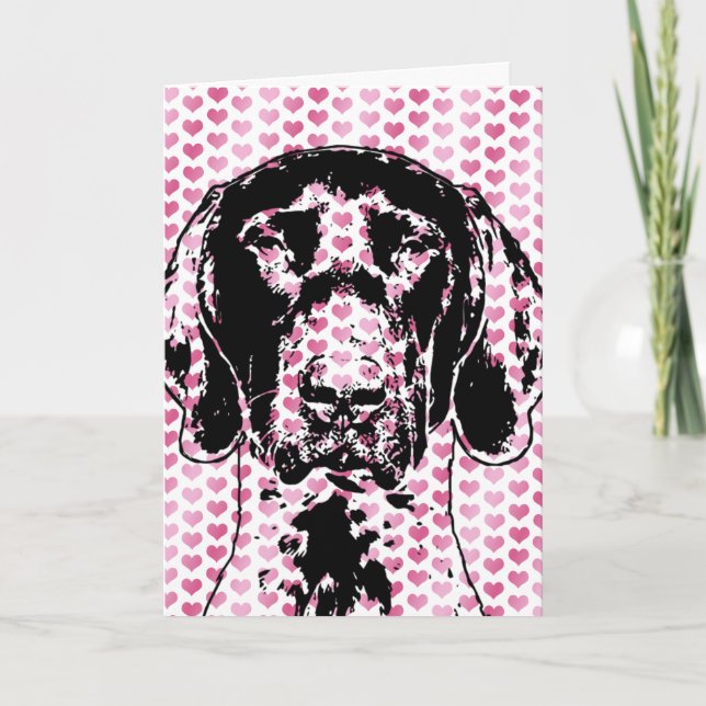 Valentines German Shorthair Pointer Dog Silhouette Holiday Card (Front)