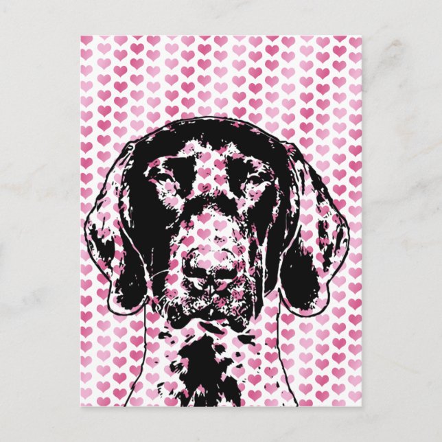 Valentines German Shorthair Pointer Dog Silhouette Holiday Postcard (Front)