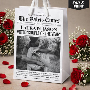 Valentines Gift Bag, Couple Newspaper Gift Bag