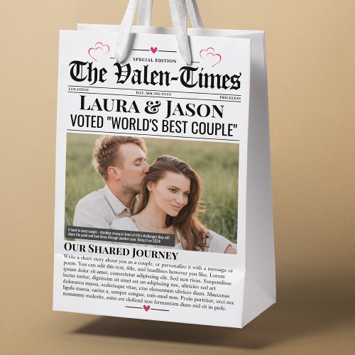 Valentines Gift Bag Couple Newspaper Gift Bag