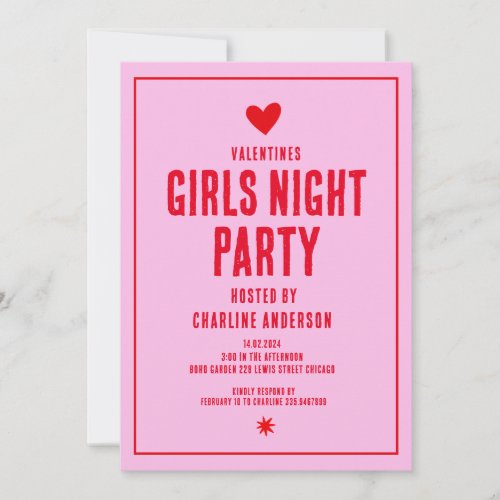 Valentines Girls Night Party Invitation