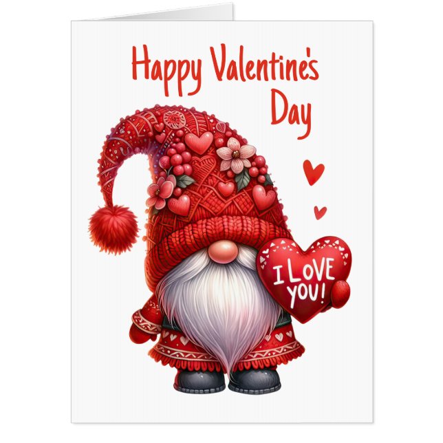 Valentine's Gnome Happy Valentine's Day Card (Front)