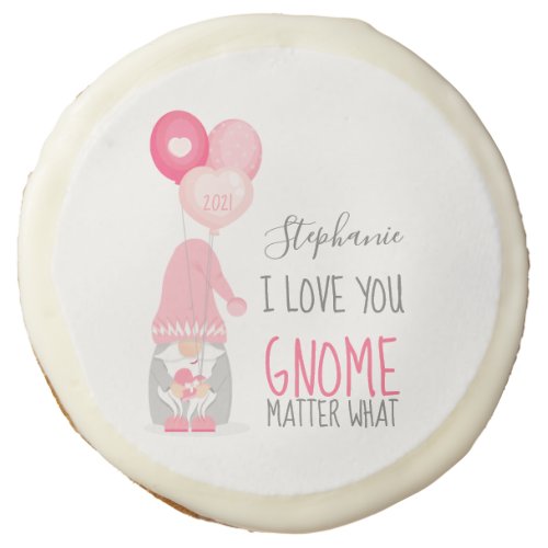 Valentines Gnome Holding Balloons Sugar Cookie