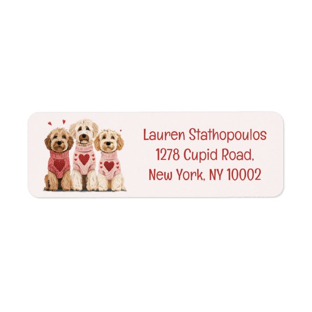 Valentines Goldendoodle Dogs Label (Front)