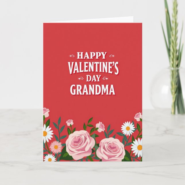 Valentines Grandma Floral Card (Front)