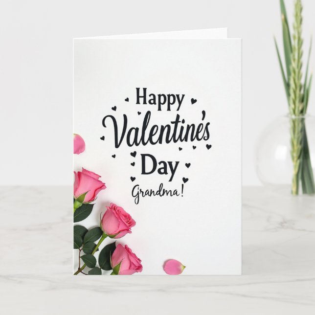 Valentines Grandma Rose Hearts Card (Front)
