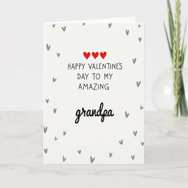 Valentines Grandpa Hearts Pattern Card (Front)