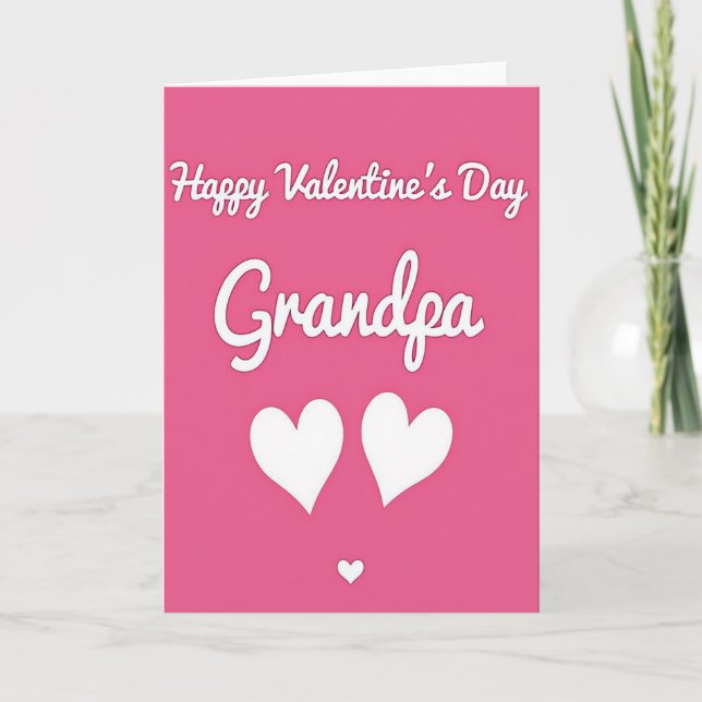 Valentines Grandpa Outlined Hearts Card (Front)