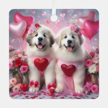 Valentine's Great Pyrenees Sweethearts 1 Metal Ornament by steelmoment at Zazzle