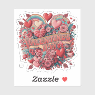 Valentine's groovy day, retro clipart sticker