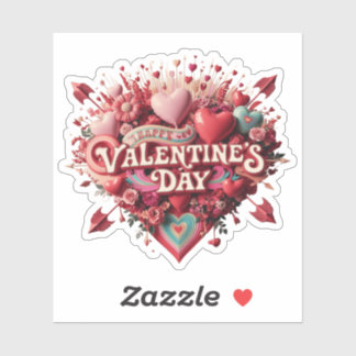 Valentine's groovy day, retro clipart sticker