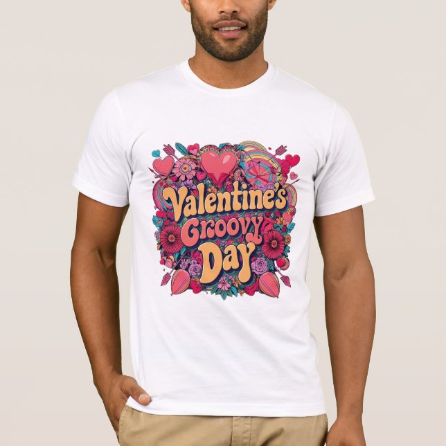 Valentine's groovy day, retro clipart T-Shirt (Front)