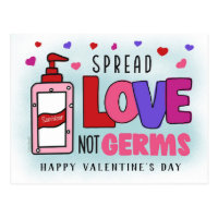 Valentines Hand Sanitizer Spread Love Not Germs Postcard