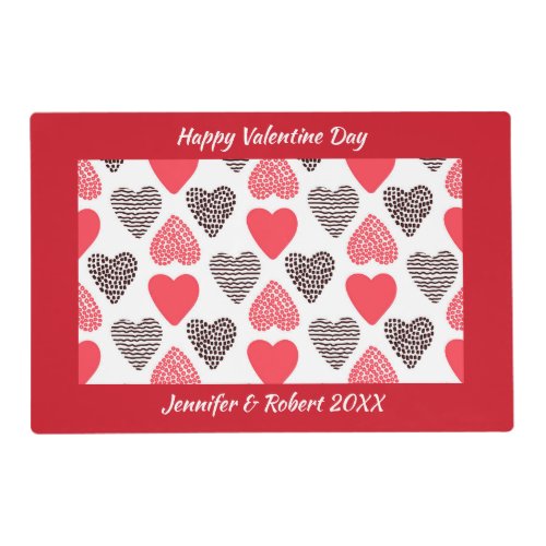 Valentines hears pattern placemat