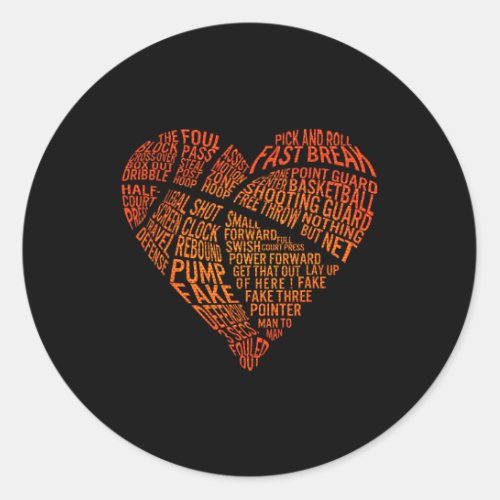 Valentines Heart Basketball Hoops Romance Fun Bask Classic Round Sticker