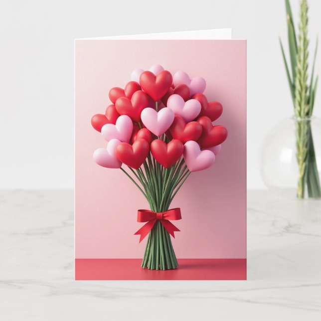 Valentines Heart Bouquet Card (Front)