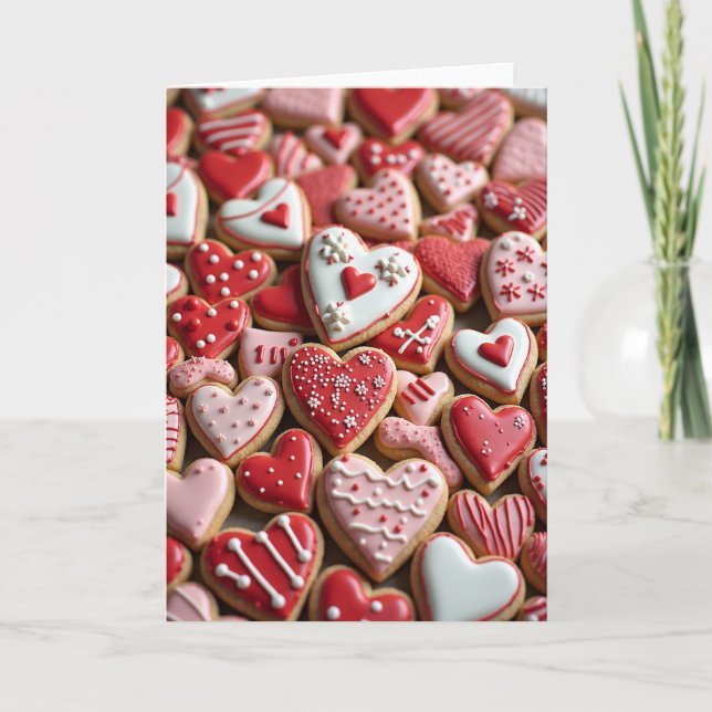 Valentines Heart Cookies Card (Front)