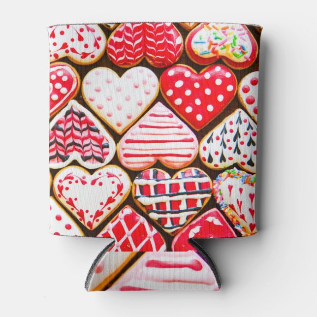 Valentine's Heart Cookies: Homemade Love. Can Cooler (Front)