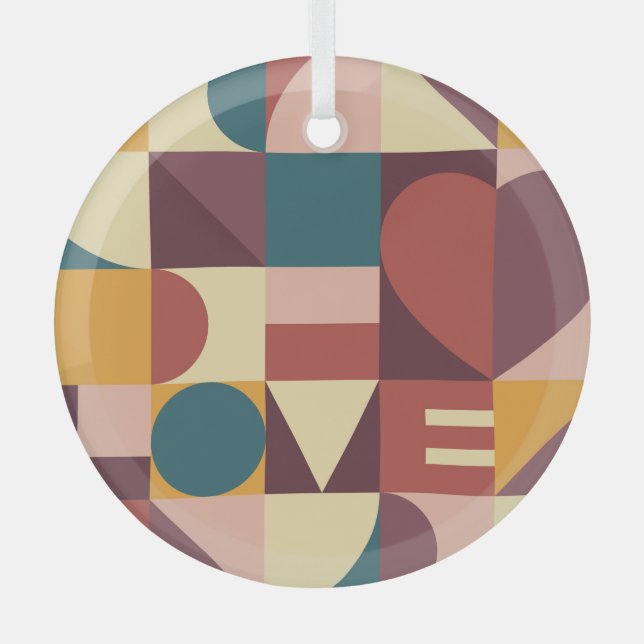 Valentine's heart design, abstract background. glass ornament (Front)