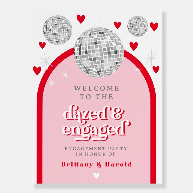 Valentines Heart Disco Bridal Shower Welcome Sign (Front)