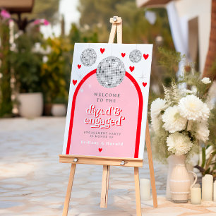 Valentines Heart Disco Engagement Welcome Sign