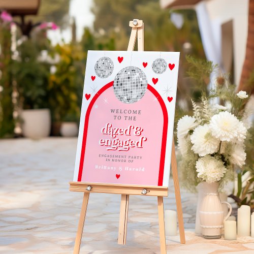 Valentines Heart Disco Engagement Welcome Sign