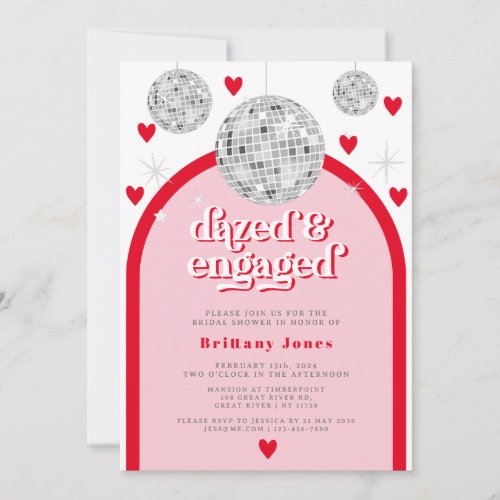 Valentines Heart Disco Groove Bridal Shower photo Invitation