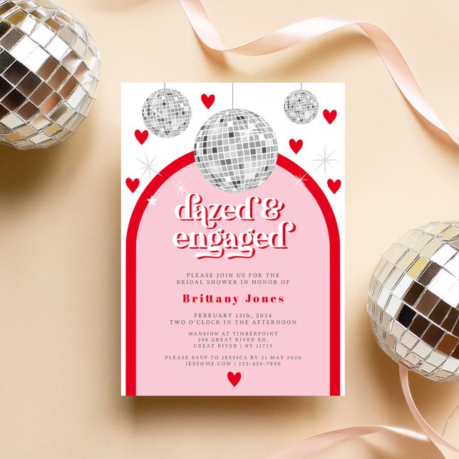 Valentines Heart Disco Groove Bridal Shower photo Invitation (Creator Uploaded)