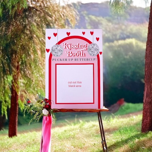 Valentines Heart Disco Kissing booth Sign