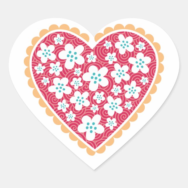 Valentine's heart flowers Sticker (Front)