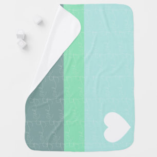 Valentines Heart Hand-Drawn Love Blue Green Baby Blanket