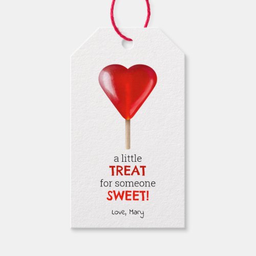 Valentines heart lollipop little sweet treat gift tags