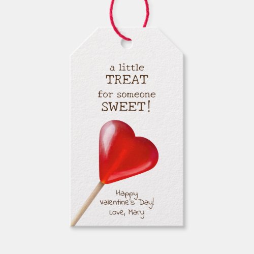 Valentines heart lollipop little sweet treat gift tags