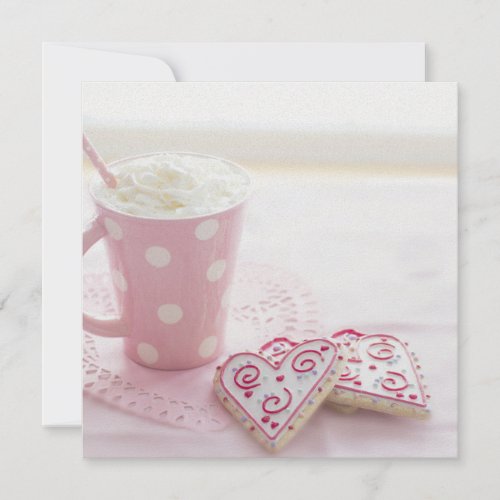 Valentines Heart Love Cookies Hot Chocolate Holiday Card