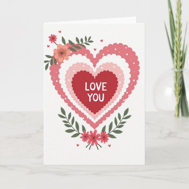 Valentines Heart Love You Card (Front)