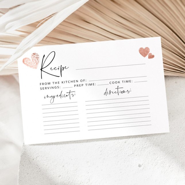 Valentines heart minimalist bridal recipe card (Creator Uploaded)
