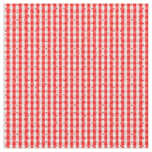 Valentines heart on red check with red glitter fabric