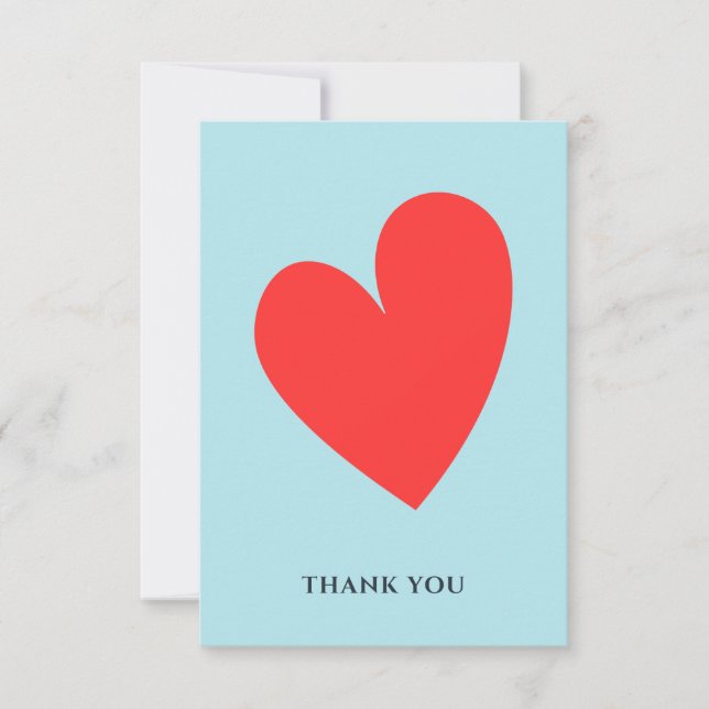 Valentine's Heart Pastel Blue Thank You Card (Front)