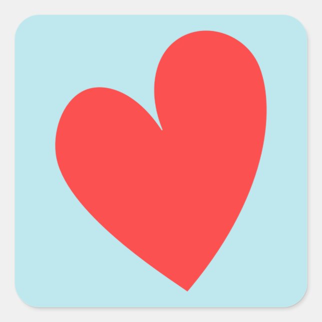 Valentine's Heart Red and Blue Square Sticker (Front)