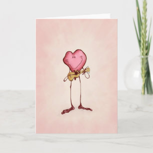 Valentine's Heart Serenading with Ukulele Holiday Card