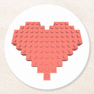 Valentines Heart Shape Round Paper Coaster