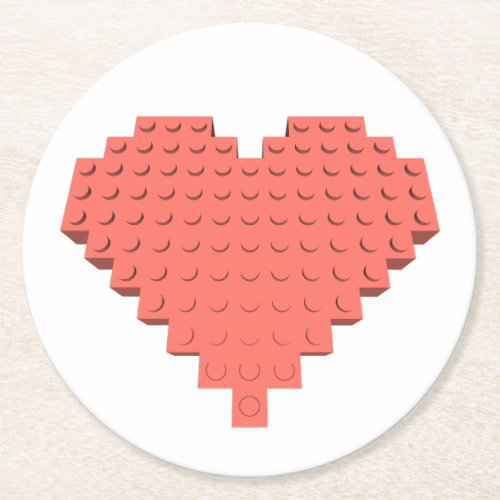 Valentines Heart Shape Round Paper Coaster